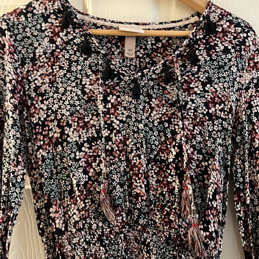 Blue & Purple Floral Longsleeved Dress - Picture 2 of 3